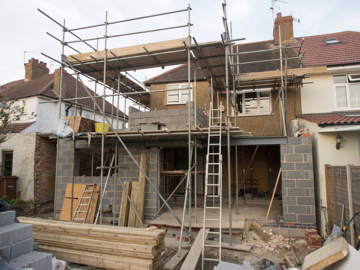 Two-storey side extension under construction in Heswall, Wirral